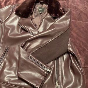 Lane Bryant - Faux Leather Moto Jacket with a Removable Faux-Fur Collar!!